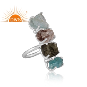 Fine Sterling Silver Natural Multi Gemstone Stackable <b>Ring</b> Jewelry Manufacturer For Occasion, Party And Gift - Product Image 3