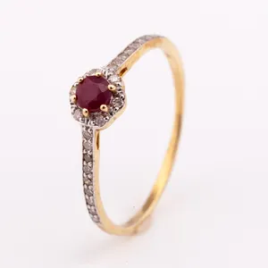 Anillo de rubí natural y Diamante, de 14K joyería de oro, plata 925, alta calidad, precio de fábrica, fabricante de Tailandia