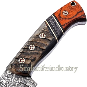 Couteau de chasse et à dépecer en acier Damas fait main sur mesure de 9,5 pouces, lame fixe, manche en bois, OEM par Sm Knives (smk1995) - Product Image 5