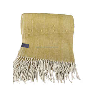 Manta de espiga tejida personalizada de lujo de lana 100% para cama - Product Image 1