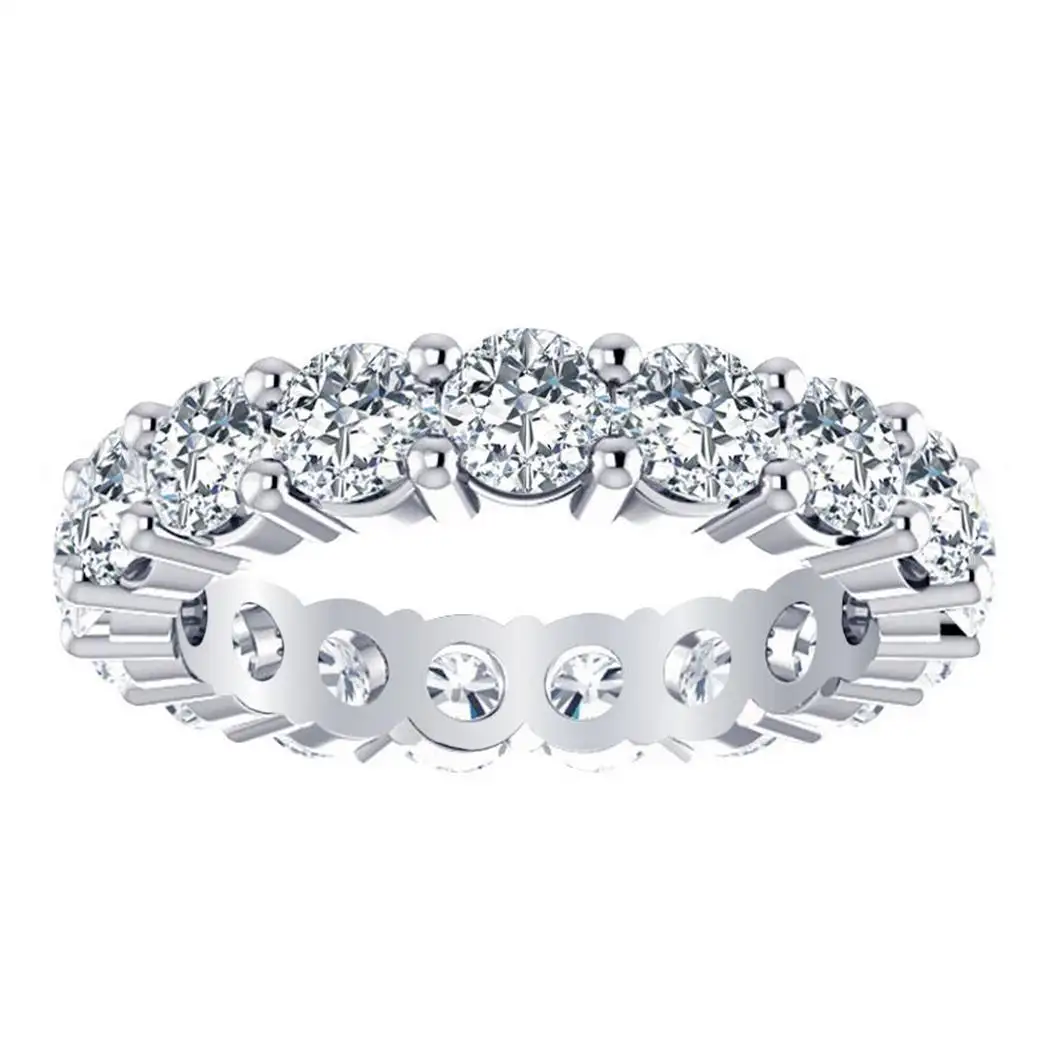 3.00TCW Comfort Fit rotondo taglio brillante Moissanite Diamond Eternity Ring in oro massiccio 10K regalo di anniversario per lei