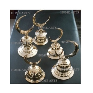 Minaret de mosquée poli nickel en laiton ensemble de 5 mosquées en laiton massif de taille moyenne Minaar pour cadeau islamique - Product Image 1