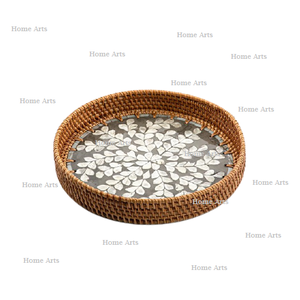 Plateau de service de café de thé de qualité exclusive en rotin et plateau de service de collations de travail de vadrouille pour l'usage à la maison d'hôtel - Product Image 3