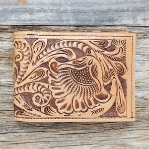 Tooled Portafogli In Pelle, Borsa Vintage Crazy Horse Uomini Frizione Coin Pocket Uomo LWT-0004