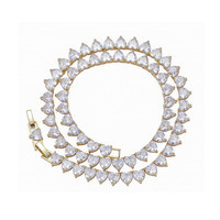 Collier de tennis personnalisé hip hop pour femmes 6mm en acier inoxydable plaqué or 18 carats chaîne à maillons géométrique avec zircons