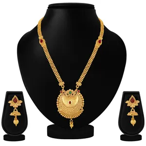 Indian Wholesale Kundan polki antique Indian bridal Long Jewellery Gold plated jewelry sets for women