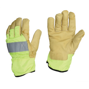 ถุงมือนิรภัยทำจากหนังวัวตัดและป้องกันการกระแทกวัสดุผ้าฝ้ายด้านหลังทนทาน - Product Image 2