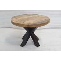 Table basse ronde de style industriel moderne avec plateau en bois de manguier et pieds en fer vintage, meubles de salon pour la maison, le café, l'appartement