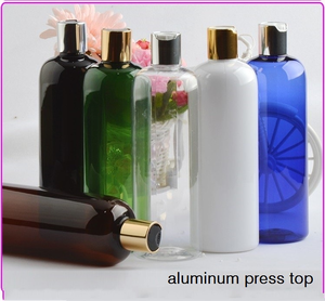 PET Colored Round Flat Shoulders Plastic Bottle 100ml 150ml 200ml 250ml 500ml with Gold Silver Lotion <strong>Pump</strong> <strong>Dispenser</strong> - Product Image 2