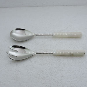 Poignée en pierre de marbre avec acier inoxydable outils à main à salade de haute qualité vaisselle de cuisine serveur à salade accessoires de cuisine - Product Image 6