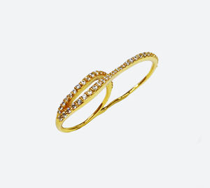 Argent Sterling 925 Plaqué Or Topaze Blanche Fournisseur de Pierres Précieuses Bagues Double Doigt Sur Mesure Bas quantité minimale de commande - Product Image 4