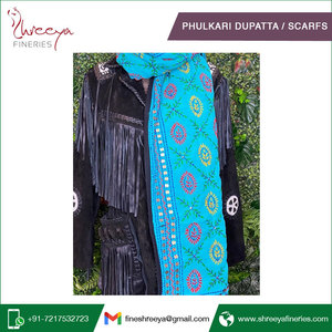 Venta caliente bordado a mano Phulkari Dupatta bufandas logotipo personalizado impreso Georgette gasa Jersey estolas Pashmina musulmanes a granel - Product Image 4