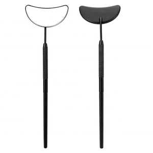 Espejo cosmético profesional de media luna de acero inoxidable al por mayor, herramienta para extensiones de pestañas de uso diario con logotipo personalizado y cristal metálico - Product Image 1