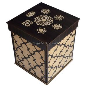 Boîte-cadeau en bois de long chakra d'artisanat de pierre semi-précieuse de l'exportation d'agate - Product Image 1