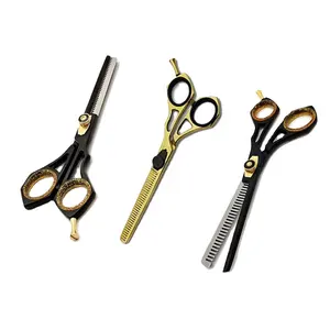 New Model Professional Black And Gold Color Barber Hair Thinning Scissors Set Best Selling Less Price Hair Thinning Scissors