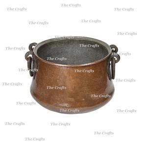 Copper Round Shape Coal <b>Basket</b> With Handle Highest Quality Coal Storage <b>Basket</b> For <b>Fire</b> Pit Accessories - Product Image 2