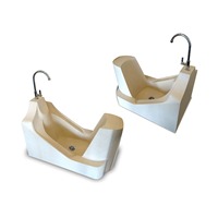 Wudumate Lavabo ovale moderne sur piétement pour ablutions musulmanes, en terrazzo, pour lavage des pieds, monotrou, capacité 12L, finition mate beige