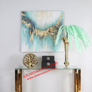 Sculpture ronde en métal d'arbre pour décoration de maison de table Sculpture unique en forme d'arbre Sculpture en aluminium de table plaquée or - Product Image 1