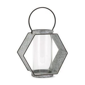 New Design Best Selling Candle Holder Candle <b>Lantern</b> Metal Galvanized with Cylinder Shaped Glass for Candle <b>Lantern</b> With Handle - Product Image 1