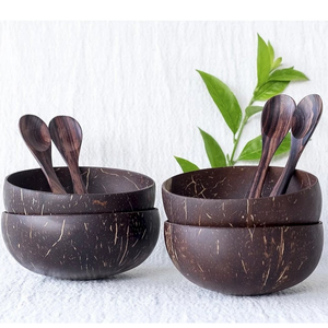 High quality coconut shell bowl with spoons and custom logo coconut shell bowl 100% natural coconut bowl