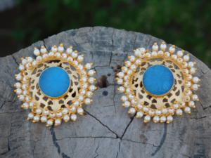 ต่างหูเม็ดเดี่ยวทำจากทองเหลืองชุบทองสำหรับเด็กผู้หญิงและผู้หญิงทันสมัยล่าสุด - Product Image 4