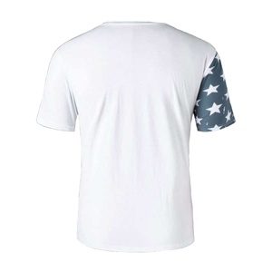 T-shirt en coton uni à manches courtes et col rond pour homme, personnalisé, à la mode, avec impression par sublimation et broderie tricotée - Product Image 2