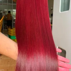 אדום כמו שזיף צרור ישר שיער טבעי אדום יין ענבים/תחרה סגירת Transparents 4x4 5x5 6x6 משי ישר שיער