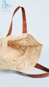 กระเป๋าทำจากกระดาษถักทำด้วยมือ,ขนาดใหญ่พิเศษมีที่จับทำจากหนัง PU - Product Image 5