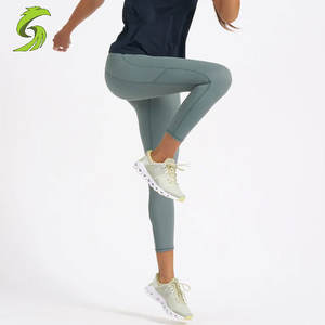 Leggings taille mi-haute pour le fitness et le yoga avec cordon de serrage sur le devant, respirants, antibactériens, design décontracté (toutes saisons) - Product Image 3