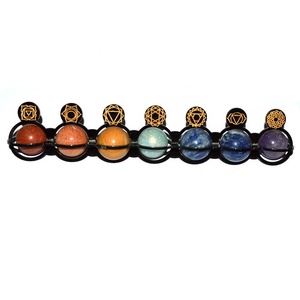 Juego de Esferas de Ágata de los Siete Chakras con Símbolos Grabados, Decoración Natural de Feng Shui para el Hogar - Product Image 1