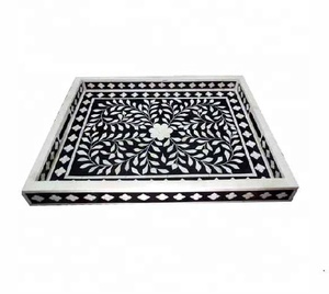 Bandeja con incrustaciones de hueso para decoración del hogar, bandeja decorativa para servir con incrustaciones de hueso, artesanía de calidad, para decoración del hogar, venta al por mayor - Product Image 3