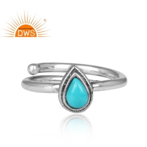 ปรับก้านแหวนออกซิไดซ์เครื่องประดับเงินผู้ค้าส่งสีฟ้าสีฟ้าแหวนสีเขียวขุ่นการออกแบบวินเทจ925เครื่องประดับเงินผู้จัดจำหน่าย - Product Image 2