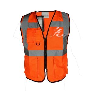 Chaleco de Seguridad Reflectante de Alta Visibilidad Personalizado, ANSI Clase 2, Impermeable, de Poliéster, con Bolsillos para Identificación y Teléfono, para Trabajadores de la Construcción y Guardias de Seguridad - Product Image 1