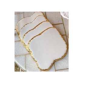 Đế Lót Ly Hiện Đại Thủ Công Màu Vàng Cẩm Thạch Trắng - Product Image 2