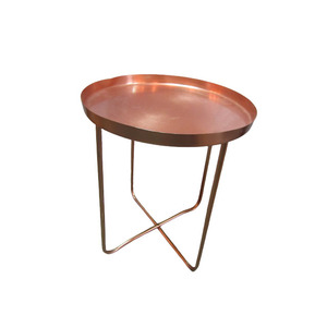 Mesa de centro de acero inoxidable, mesa lateral de lujo moderna con acabado de cobre - Product Image 1