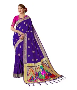 Sari di seta di cotone di usura convenzionale di nuovo aspetto ricco con le donne indiane del pezzo della camicetta indossano sari surat all'ingrosso poco costoso di prezzi bassi