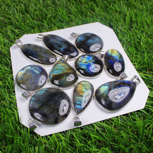 Labradorite naturelle pierre précieuse lunette pendentif Style Boho plaqué argent Sterling collier pendentifs fins et breloques pour mariages cadeaux - Product Image 3