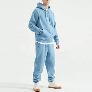 OEM personnalisé hommes décontracté fermeture éclair complète coton sweat-shirt de taille XL côté rayé à capuche pantalons de survêtement ensemble polaire logo écologique 2 pièces - Product Image 2