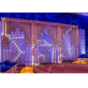 ฉากหลังงานแต่งงานสไตล์โมร็อกโกสมัยใหม่ ทำจากไฟเบอร์กลาส ปรับแต่งขนาดและสีได้ ตกแต่งธีมงานแต่งงานแบบคริสเตียน - Product Image 1