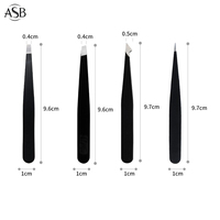 Ensemble de pinces à sourcils en acier inoxydable noir personnalisé pointe pointue cheveux inclinés cueillette des sourcils pince à épiler pochette en cuir sac usage de beauté