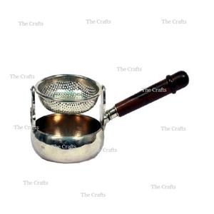Passoire à thé en métal écologique couleur argent avec manche en bois, tailles/formes personnalisées, option logo sur mesure, haute qualité - Product Image 1
