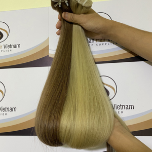 Venta al por mayor de fábrica grado 12A doble de la trama del pelo #6 y 60 seda de Color hueso recto cutícula alineada pelo - Product Image 1