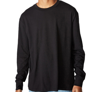 T-shirts à manches longues pour hommes, 100% coton, uni, noir, nouvelle collection été OEM. - Product Image 1