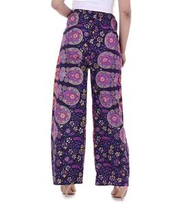 กางเกงฮาเร็มสำหรับเล่นโยคะกางเกงเอวสูงแบบลำลองลายมันดาลานกยูงสีม่วงแบบอินเดียกางเกงสวมใส่สบายทั่วไป - Product Image 3