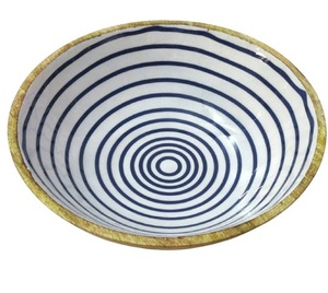 Cuenco de madera para cocina, tazón de metal con acabado de resistencia, tazón de servicio creativo - Product Image 1