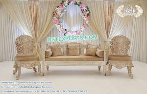 Conjunto de sofás de plata de escenario para boda asiática, conjunto de mobiliario de decoración para escenario, con sillas - Product Image 4