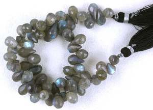 Pierres précieuses en Labradorite naturelle de 9 pouces de Long, perles de Briolette à facettes en forme de goutte d'eau, véritable feu bleu - Product Image 5