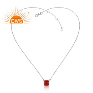 Colgante de piedras preciosas de ónix rojo facetado, proveedor de joyería, collar de cadena de plata fina para mujer, fabricante de joyería - Product Image 2