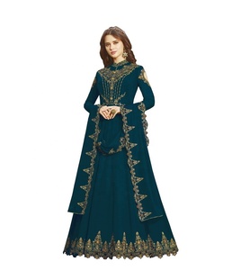 Ethnic Garment Silk Semi-Stitched Indian Salwar Kameez Suit Dupatta Women's Party Wedding Festival Wear Modern In-Stock - Product Image 1