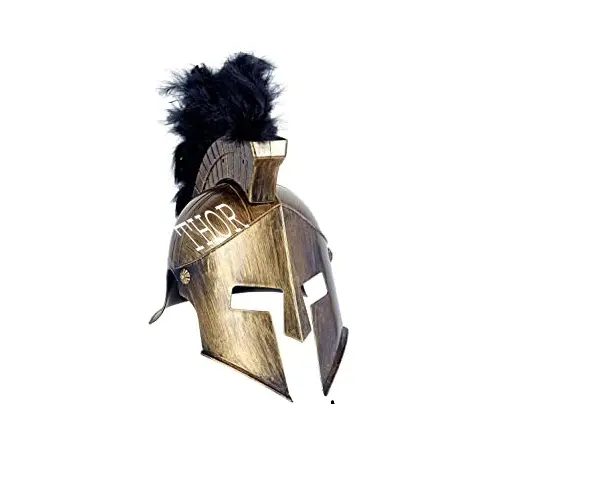 Romeinse Helm Antieke Met Feather Sieraden Brons Zwart Grote Sparta Helm Voor Mannen Antieke Afwerking Lederen Voering